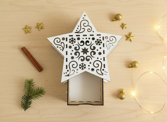 Geschenkbox Holz Sternform – stilvolle Verpackung für Weihnachten oder kleine Geschenke
