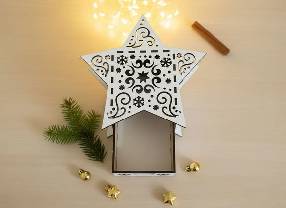 Offene Geschenkbox aus Holz in Sternform – ideal für Geldgeschenke und Gutscheine