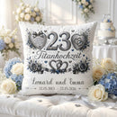 Geschenk zum 23. Hochzeitstag mit edlem Titan-Design und Namen des Ehepaares