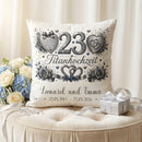 Geschenk Titanhochzeit – personalisiertes Kissen mit Namen und Datum zum 23. Hochzeitstag