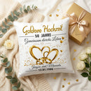 Goldene Hochzeit Kissen personalisiert mit Eheringen und individueller Namensgestaltung