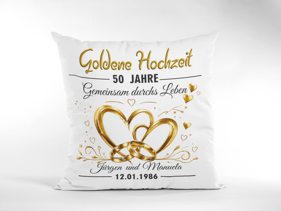 Geschenk zur Goldenen Hochzeit mit personalisiertem Kissen für 50 Jahre Ehe