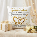 Personalisiertes Goldhochzeit Kissen als Erinnerung an 50 gemeinsame Ehejahre