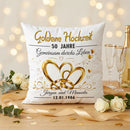 Personalisiertes Kissen für die Goldhochzeit mit Namen und Datum bedruckt