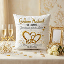 Geschenk für Eltern zur Goldenen Hochzeit mit personalisiertem Kissen in Goldoptik