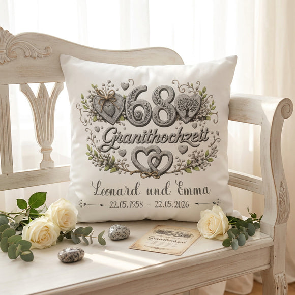 Geschenk zum 68. Hochzeitstag mit Namen und Hochzeitsdatum