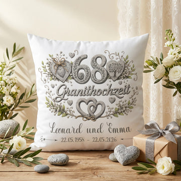 Geschenk Granithochzeit personalisiertes Kissen zum 68. Hochzeitstag