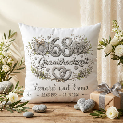 Geschenk Granithochzeit personalisiertes Kissen zum 68. Hochzeitstag