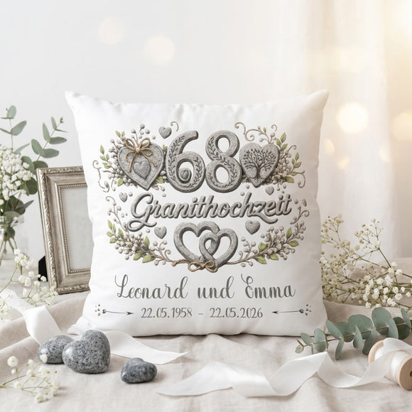 Geschenk Granithochzeit mit Namen und Datum für 68 Jahre Ehe