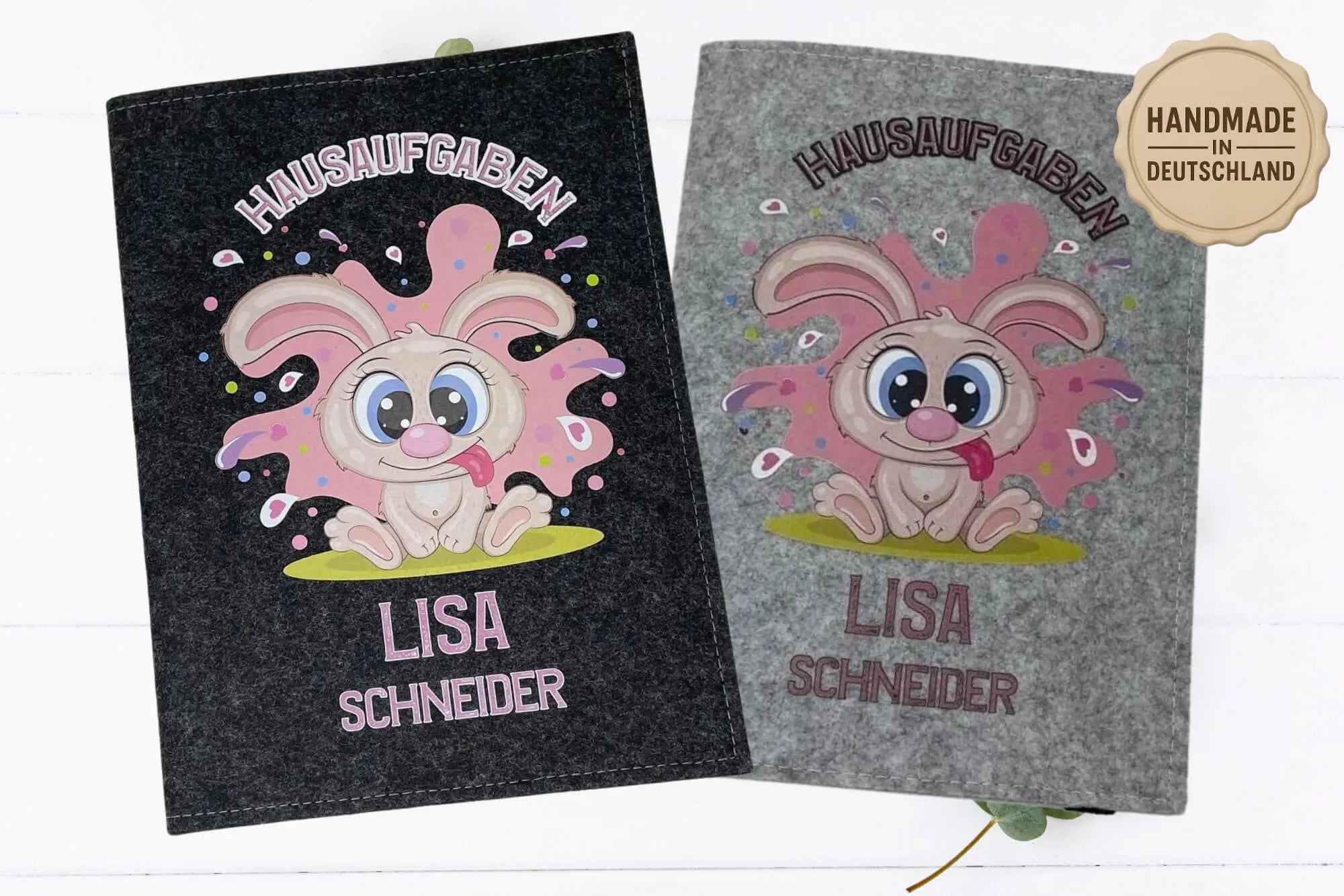 Robuste Filzhülle mit witzigem Hasen für Kinder, die Spaß am Lernen haben.