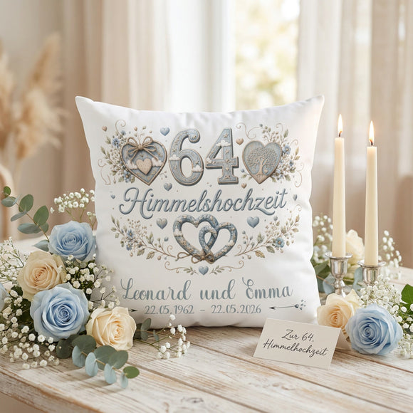 Geschenk zum 64. Hochzeitstag mit Namen und Hochzeitsdatum
