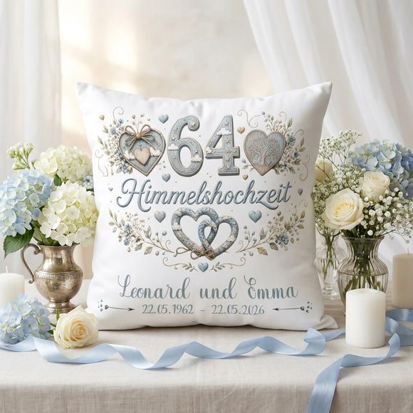 Geschenk Himmelshochzeit mit Namen und Datum für 64 Jahre Ehe