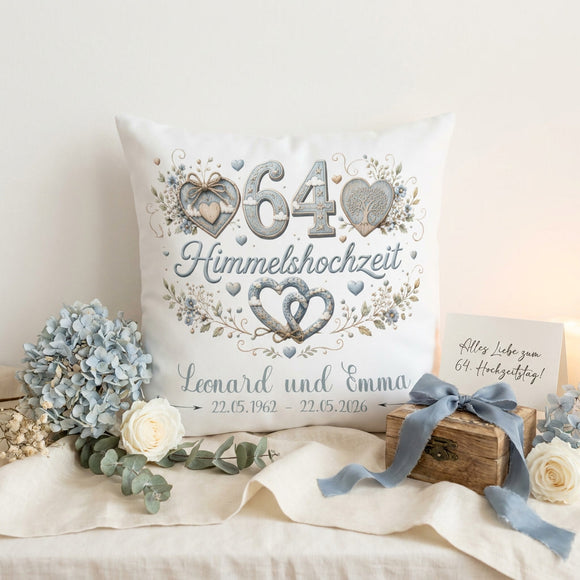 Hochzeitsjubiläum Geschenk Himmelshochzeit personalisiertes Kissen