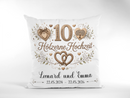 Geschenk zur Hölzerne Hochzeit Kissen mit Wunschnamen