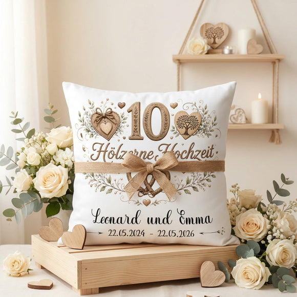 Individuelles Hölzerne Hochzeit Kissen aus Satin