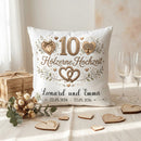 Personalisiertes Hölzerne Hochzeit Kissen als Geschenk zum 10 Hochzeitstag