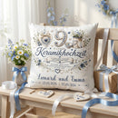 Hochwertiges Kissen zur Keramikhochzeit mit Namen, Datum und Keramikmotiv