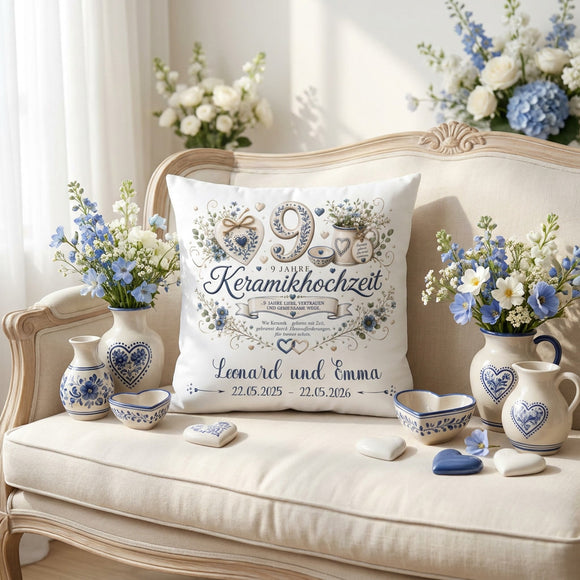 Romantisches Geschenk zur Keramikhochzeit mit individueller Personalisierung