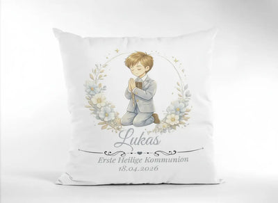 Personalisiertes Kommunions Geschenk Kissen mit Name und Datum zur Erstkommunion