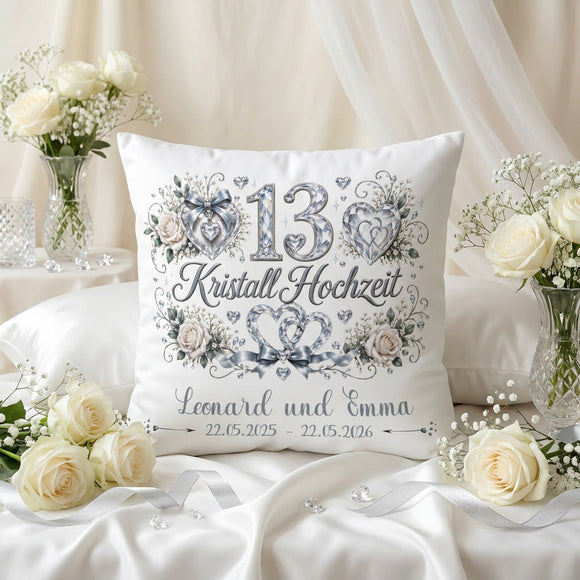 Kristallhochzeit Kissen personalisiert als romantisches Hochzeitsjubiläum Geschenk