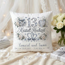 Hochwertiges Kissen zur Kristallhochzeit mit Namen, Datum und eleganter Kristalloptik