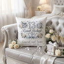 Geschenk 13. Hochzeitstag – personalisiertes Kissen zur Kristallhochzeit mit Kristallherzen und Namen