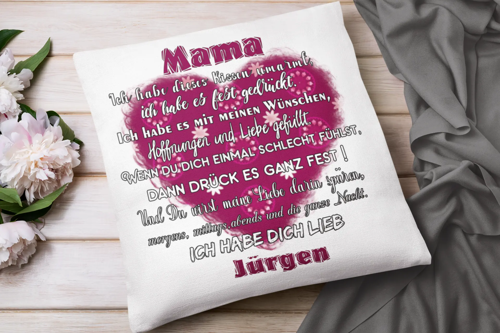 Mama-Kissen mit Namen | Personalisiertes Geschenk für Mama | Sprüchekissen