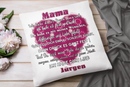 Weißes Kissen mit Spruch für Mama und individueller Namensaufdruck