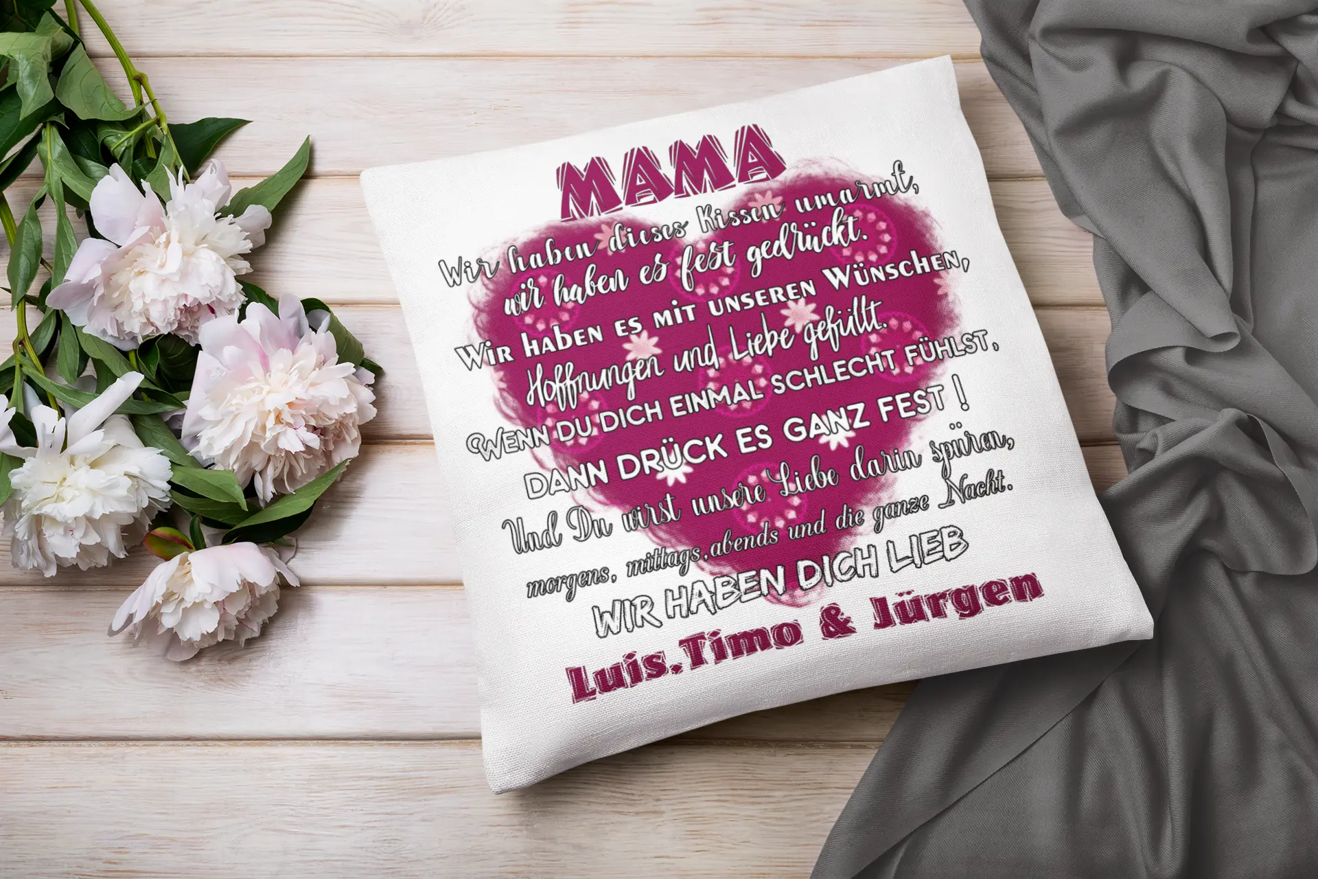Mama-Kissen mit Namen | Personalisiertes Geschenk für Mama | Sprüchekissen