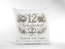 Geschenk Nickelhochzeit – personalisiertes Kissen mit Namen und Datum