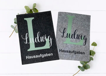Personalisierte Hausaufgabenheft Hülle Jungen mit Buchstab