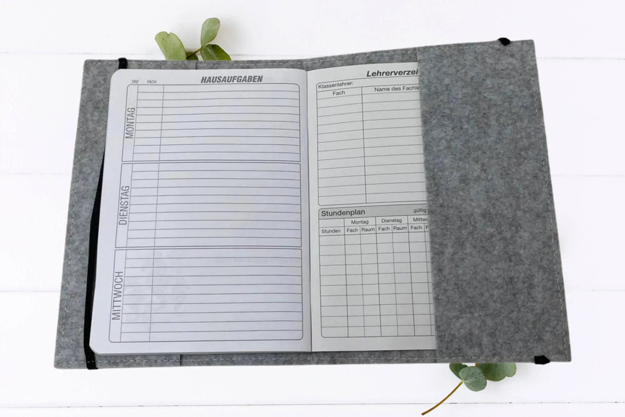 Personalisierbare Filzheft-Hülle mit elegantem Design für kleine ABC-Schützen.