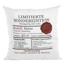 Geburtstagskissen personalisiert mit Namen, Herkunft und lustiger Seriennummer