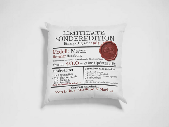 Originelles personalisiertes Kissen für Männer – Sonderedition 1985 mit Aufdruck