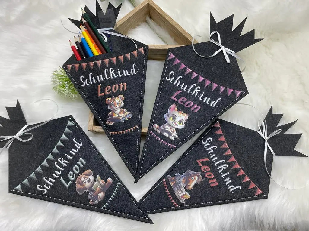 Personalisierte Schultüte Filz | Einschulung Geschenk | Einschulungsgeschenke mit Name | Geldgeschenk Schulanfang Mädchen Junge | Zuckertüte