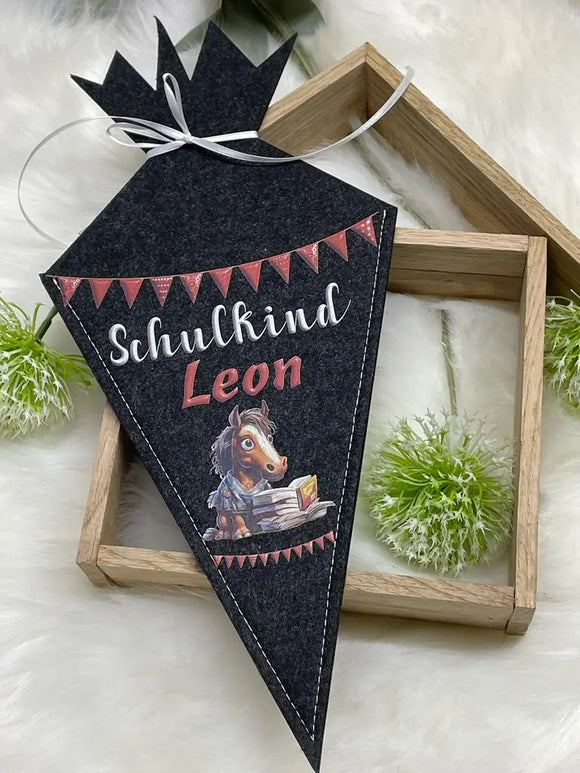 Personalisierte Schultüte Filz  Geldgeschenk Schulanfang Mädchen Junge | Zuckertüte 