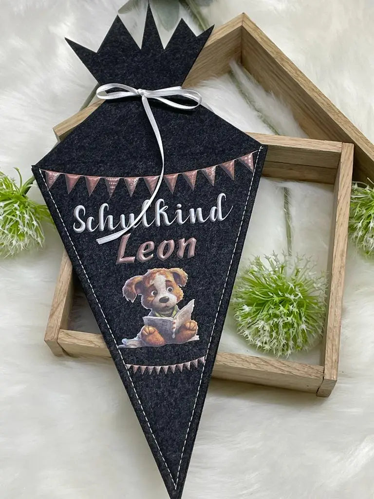 Personalisierte Schultüte Filz | Einschulung Geschenk | Einschulungsgeschenke mit Name | Geldgeschenk Schulanfang Mädchen Junge | Zuckertüte