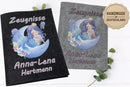Handgefertigte Zeugnismappen mit verspieltem Unterwasser-Motiv: schlafende Meerjungfrau, Blumen, Mond und Quallen
