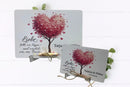 Geldgeschenk Hochzeit personalisiert mit Herzbaum, Namen & Datum auf HDF-Platte inkl. Staffelei