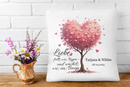 Individuelles Liebeskissen mit Herzbaum, Hochzeitsdatum und Paarnamen – Geschenk zur Hochzeit oder Verlobung