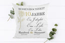 Personalisiertes Kissen zur Rosenhochzeit mit Namen, Datum und Spruch – Geschenkidee zum 10. Hochzeitstag