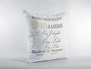 Hochzeitsjubiläum-Kissen 10 Jahre – personalisiertes Geschenk mit Namen, Hochzeitsdatum und Goldakzenten