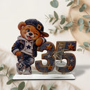 1. Geldgeschenk 35 Mann mit Glasröhrchen Teddy und blau braunem Design