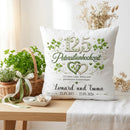 Kissen als Geschenk zur Petersilienhochzeit mit grünem Herzmotiv