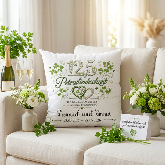 Persönliches Geschenk zum 12,5. Hochzeitstag mit individuell gestaltetem Kissen