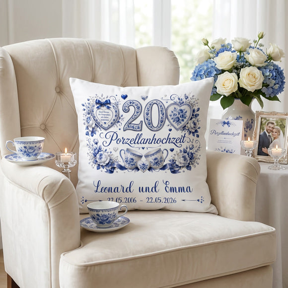 Romantisches Geschenk zur Porzellanhochzeit mit individueller Personalisierung