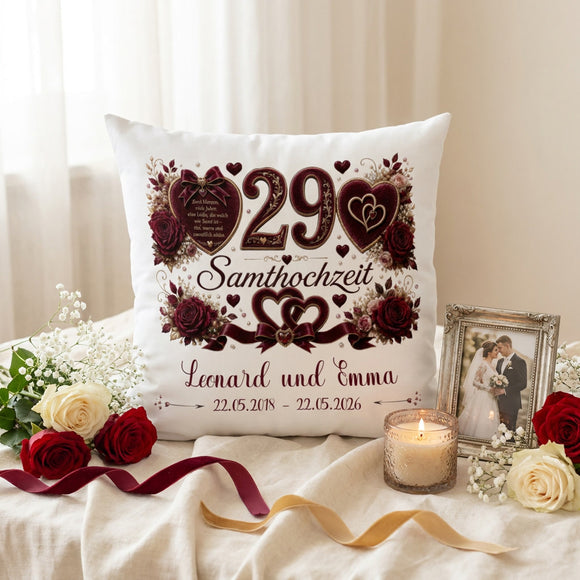 Geschenk zum 29. Hochzeitstag mit edlem Samthochzeit-Design und Namen des Ehepaares