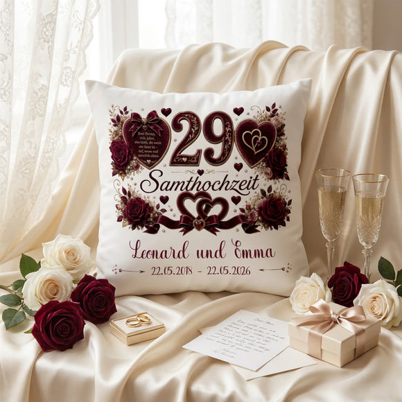 Romantisches Geschenk zur Samthochzeit mit individueller Personalisierung