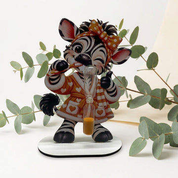 Zahnputzuhr Kinder mit süßem Zebra und orangefarbener 2 Minuten Sanduhr