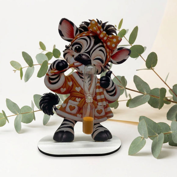 Zahnputzuhr Kinder mit süßem Zebra und orangefarbener 2 Minuten Sanduhr